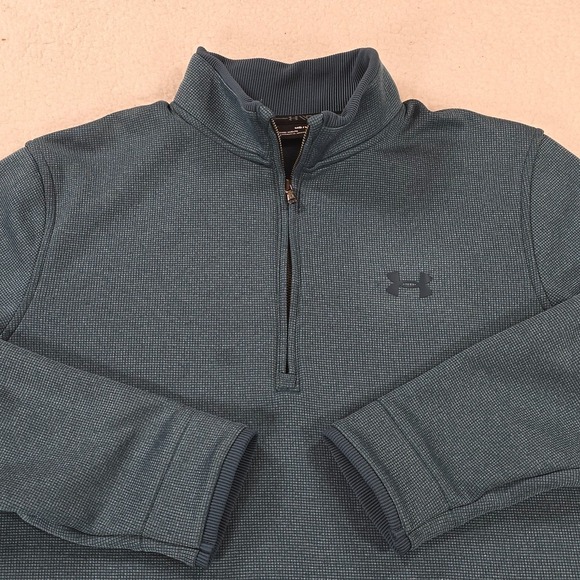 Under Armour Playoff 2.0 1/4 Zip Mens M Green Golf Loose Fit Performance Casual - Picture 2 of 10